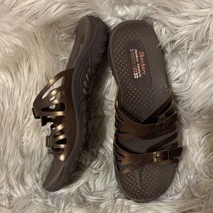 Skechers Outdoor Lifestyle Women's Metallic Brown Strappy Slide Sandals